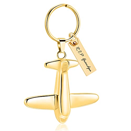 Minicremation Cremation Jewelry Urn Keychain for Ashes Airplane Memorial Urn Pendant for Human Pet's Keepsake Key Chain - color: Customize