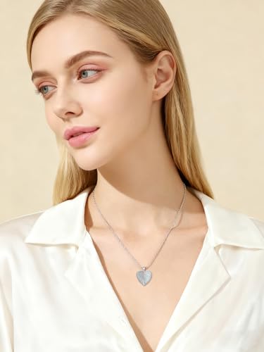 CHENGHONG Heart Pendant Locket Necklace 925 Sterling Silver Personalized Locket Necklace That Holds Pictures Photo Memorial Memory Jewelry Gifts for Women - style: I-Angel Wing