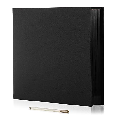 Photo Album Self Adhesive Scrapbook 3x5 4x6 5x7 6x8 Magnetic Album DIY Scrap Book 11x10.6 Inch 40 Black Sticky Pages Linen Cover DIY Photo Album(Black) - color: Black - Black Pages, size: 11"x10.8" 40 Pages