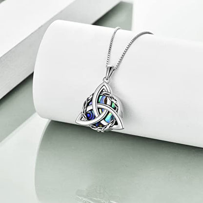 WINNICACA Celtic Knot Necklace 925 Sterling Silver Celtic Pendant Irish Urn Necklace Jewelry Birthday Anniversary Valentine's Day Gifts for Her Women Wife Girlfriend Daughter - style: 2-Celtic Knot Urn Necklace(Abalone)