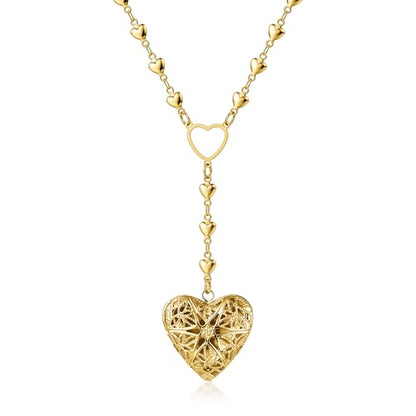 Personalized Heart Locket Necklace for Women Stainless Steel- Heart Necklace - color: Gold-J