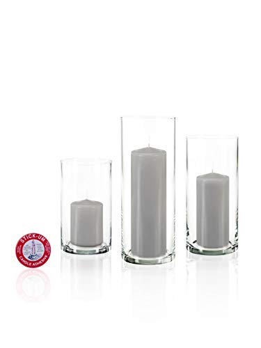 yummi Set of 36 Slim Pillars and Cylinder Vases - Light Gray - color: Light Gray