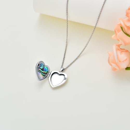 Dorunmo Locket Necklace 925 Sterling Silver Pictures Photo Keep Someone Near to You Custom Lockets Mother's Day Jewelry Personalized Photo Locket Gifts - color: C-Lotus-Abalone, style: Locket Only