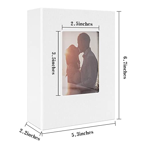 Vienrose 4x6 Photo Album,100 Pockets,Linen Cover with Window,White | Cover Window, Acid Free Pages, Linen Hardcover, Baby Wedding Family Photos - color: White, size: 100 Pocket
