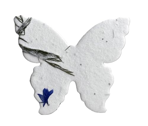Of The Earth Handmade Paper - Wildflower Seed Paper Butterfly Shape - Large 3" - Set of 24 (30s Bachelor Button & Fern) - color: 30s Bachelor Button & Fern