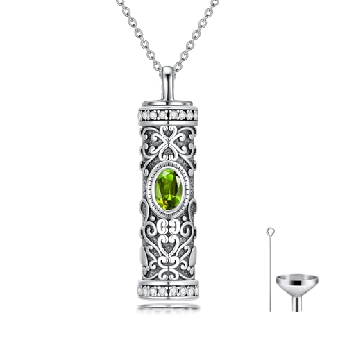 Seiyang Urn Necklace for Ashes 925 Sterling Silver Cremation Necklace with Birthstone Memorial Cremation Jewelry for Women Loved One - color: 08-August, style: Style A