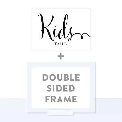 Andaz Press Wedding Framed Party Signs, Formal Black and White, 5x7-inch, Kids Table Sign, 1-Pack, Includes Frame - color: Activity Kids Table