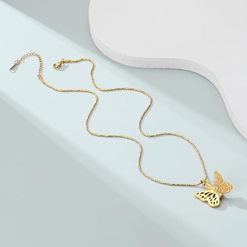 Imrsanl Butterfly Urn Necklace for Ashes Angel Wing Cremation Jewelry Keepsake Funeral Memorial Pendant Gifts of Loss Loved Ones for Women - color: Gold