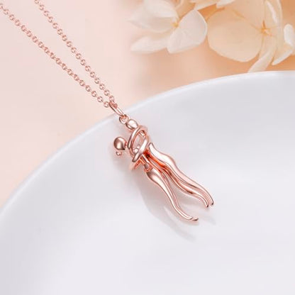 FLYOW S925 Sterling Silver Best Friend Couple Pendant Friendship Sun Moon Lotus Yin Yang Matching Bff Necklace for Women Jewelry - style: Entire rose gold
