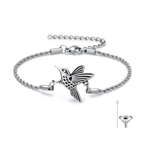 Urn Bracelet For Ashes Cremation Jewelry For Ashes Keepsake Pendant Locket Memorial Jewelry Bereavement Keepsake Gifts for Loss of a Loved One - color: Hummingbird