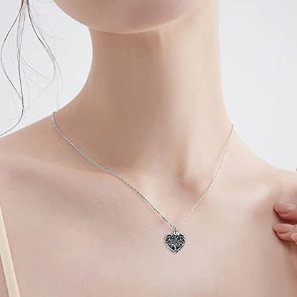 SOULMEET Cremation Jewelry for Ashes, Sterling Silver Urn Necklace for Ashes Women Men, Cherish Memories Cremation Jewelry to Keep Someone Near to You - color: D-Oxidation black Tree