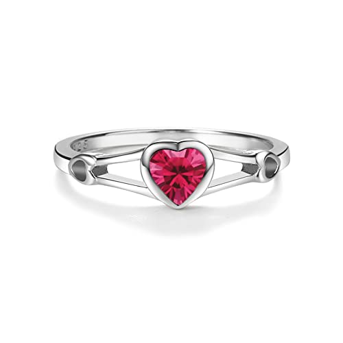 Precious Pieces Heart Birthstone Ring, 925 Sterling Silver | Available in all 12 simulated birthstones for babies, little girls & pinky rings. A meaningful birthday keepsake. - color: 07-July Size 5