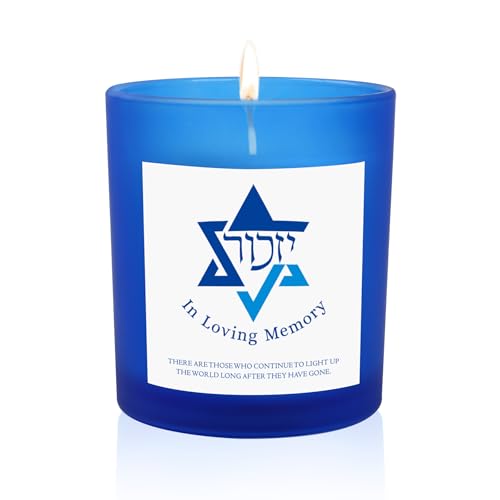 Yahrzeit Candles - Yahrzeit Memorial Candles, Memorial Bereavement Gifts for Loss of Loved One, Jewish Sympathy, Natural Soy Wax Hand Poured 6oz (Blue-UNSCENTED) - color: BLUE-UNSCENTED
