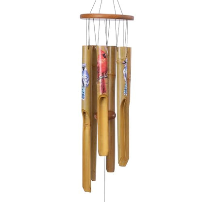 Bamboo Wind Chimes for Outside, Cardinal Wooden Wind Chime Memorial Gifts - size: 38" Cardinals