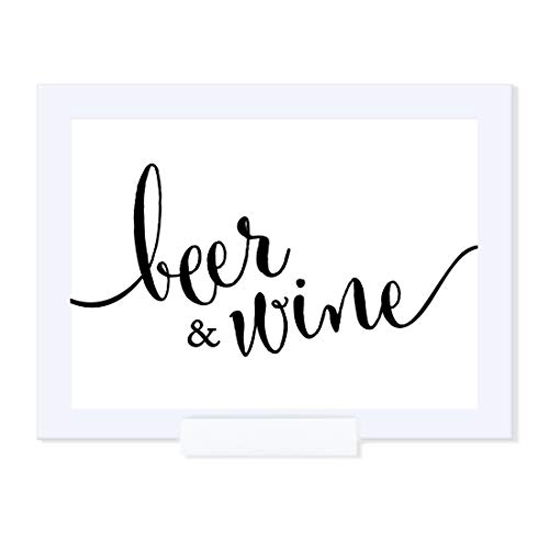 Andaz Press Wedding Framed Party Signs, Formal Black and White, 5x7-inch, Beer & Wine Bar Sign, 1-Pack, Includes Frame - color: Alcohol Beer Wine