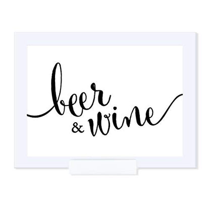 Andaz Press Wedding Framed Party Signs, Formal Black and White, 5x7-inch, Beer & Wine Bar Sign, 1-Pack, Includes Frame - color: Alcohol Beer Wine