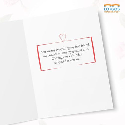 Logos Trading Post Christian Happy Birthday Card - To the love of my life, may your birthday be as bright as your smile - Gift Cards for Women with Love Quote