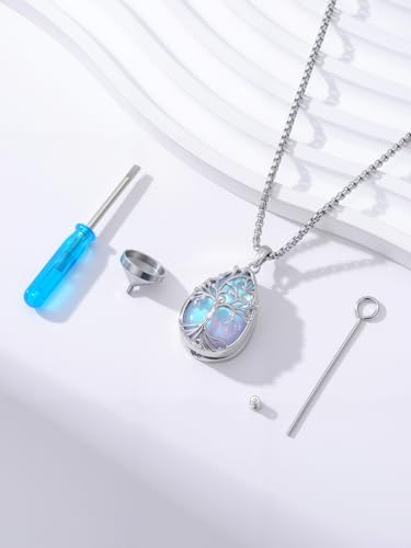Tree of Life Urn Necklace for Ashes/Pet Cremation Teardrop Moonstone Necklace Pendant Jewelry Gifts for Mom Wife Women Birthday Christmas Memorial Day - color: Tree of Life Urn Necklace