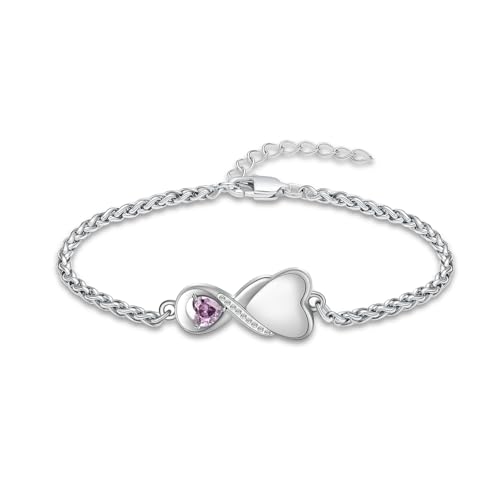 shajwo Cremation Jewelry Infinity Heart Urn Bracelet for Women | Human Ashes, Adjustable, Memorial Keepsake, Link Bracelet - color: Purple