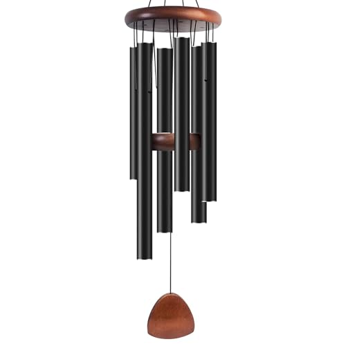 Wind Chimes for Outside, Bingxue 37" Wooden Sympathy Wind Chimes Memorial Wind Chime for Loss of Loved One Mother Father, Sympathy Gift Home Decor Outdoor Garden Patio (Black, 30Inch)