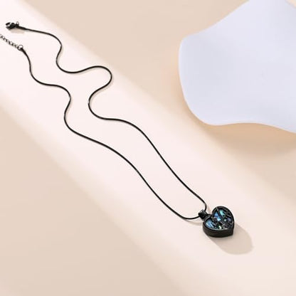 Cremation Jewelry Guitar Heart Urn Necklace for Human Ashes for Women Men Abalone Shell Memorial Ashes Keepsake Pendant - color: Customize