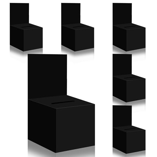 6 Pcs Black Raffle Boxes Ballot Boxes for Fundraising, 6 x 6 x 6 Inch Cardboard Box with Slot for Ticket and Removable Header Donation Box for Collecting Business Card Voting Contest - color: Black 6PCS, size: 6×6×6inch