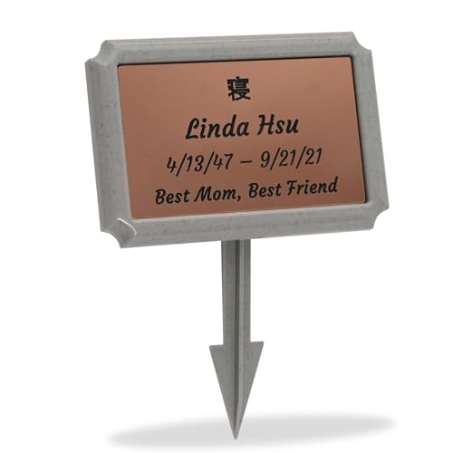 Temporary Grave Marker with Stake and Personalized Nameplate, Granite Grey - color: Granite Grey