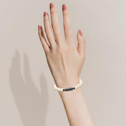 Oinsi Lava Rock Bracelet With Tube Memorial Urn Jewelry For Ashes Of Loved Ones Keepsake Cremation Bracelet Women Men Adjustable Length - color: White
