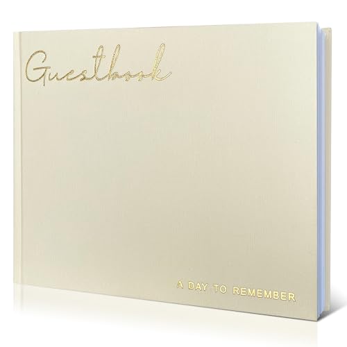 Wedding Linen Guset Book 9x7 Inch | 100 Thick Blank Pages, Lay-Flat Binding, Polaroid Photo Guestbook, Wedding Reception, Baby Shower, Bridal Shower, Anniversary - color: B-cream
