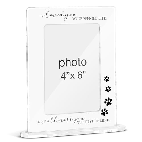 Memorial Pet Loss Picture Frame, Sympathy Bereavement Gifts for Loss of Cat Dog, in Memory of Pet Dog Cat Acrylic Picture Frames 4 x 6 Inch Photo - color: Bereavement Loss Pet