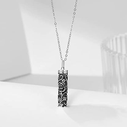 Sterling Silver Flower Tree Life Cremation Urn Necklace for Women - color: 1-Cylinder Rose