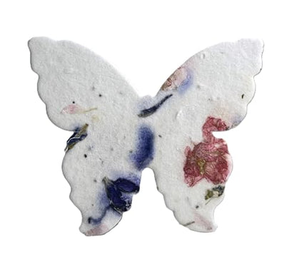 Of The Earth Handmade Paper - Wildflower Seed Paper Butterfly Shape - Large 3" - Set of 24 (56s Pink & Purple Petal) - color: 56s Pink & Purple Petal