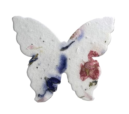 Of The Earth Handmade Paper - Wildflower Seed Paper Butterfly Shape - Large 3" - Set of 100 (56s Pink & Purple Petal) - color: 56s Pink & Purple Petal