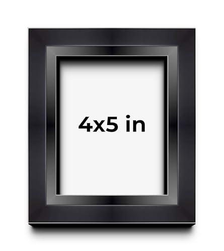 4x5 Inch Shadow Box Black Beveled Display Frame | 1.5 Inches Deep | 1 Inch Wide Moulding | Includes Shatter Resistant Acrylic Plexiglas, Acid-Free Backing and Hanging Hardware - size: 4x5