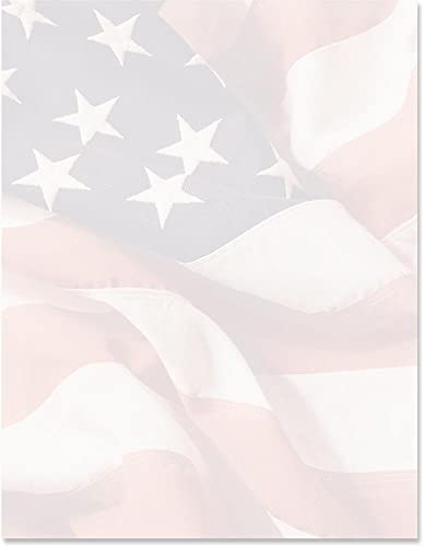 PaperDirect Salute American Flag Border Paper, Vintage Faded Flag Design with Patriotic Flair, 8.5 x 11, Acid-Free, Stationery for Letters, Flyers, Cards, 25 Sheets