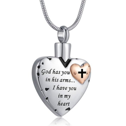 Heart Urn Necklace for Ashes Women Men Cremation Jewelry for Ashes Cremation Necklace In Memory of Loved One Grandpa Grandma Dad Mom Uncle Aunt Brother Sister Daughter Son - style: Cross
