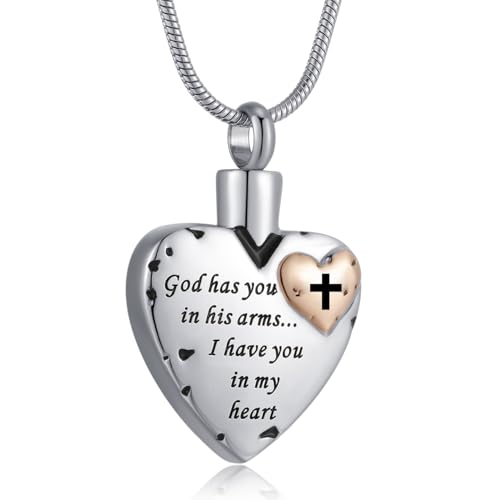 Heart Urn Necklace for Ashes Women Men Cremation Jewelry for Ashes Cremation Necklace In Memory of Loved One Grandpa Grandma Dad Mom Uncle Aunt Brother Sister Daughter Son - style: Cross
