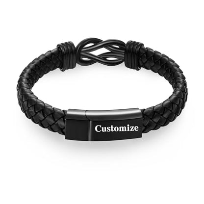 abooxiu Urn Bracelet for Ashes Leather Cremation Bracelet for Human Ashes Stainless Steel Ash Bracelets Memorial Cremation Jewelry Keepsake Bangle for Men - style: Custom-Black Knot-Forever in My Heart