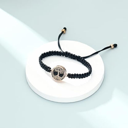 shajwo Cremation Jewelry Tree of Life Urn Bracelet for Ashes for Women Men Adjustable Memorial Keepsake Rope Bracelet - color: Rose Gold