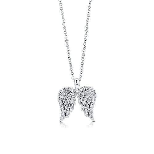 BERRICLE Sterling Silver CZ Angel Wings Pendant Necklace for Women, Cubic Zirconia - style: Dainty Wings