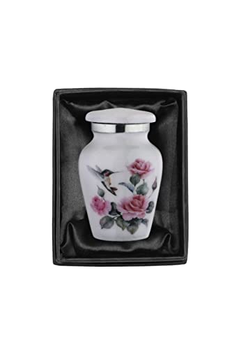 BOLD & DIVINE Beautiful Hummingbird Small Keepsake Urns |for Human and Pet Ashes | with Velvet Bag & Funnel - 1 Quantity