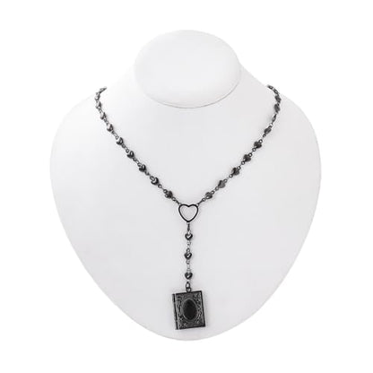 Personalized Heart Locket Necklace for Women Stainless Steel- Heart Necklace - color: Black-H