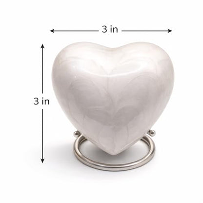 Heart Keepsake Urn for Human Ashes - High Gloss Cremation Urn with Stand and Velvet Bag, Perfect for Adults & Infants (White)