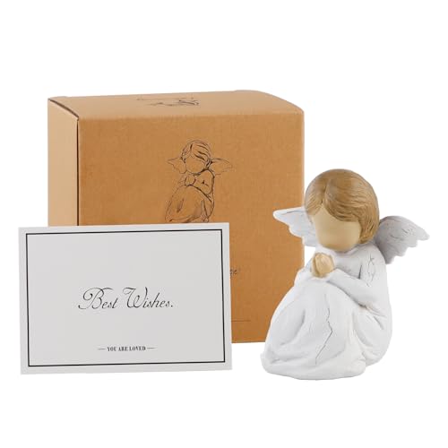 JINGIHE Praying Hands Angel Figurine, Baptism Gifts for Teen Girl | Guardian Angel Decor for Confirmation Religious Christening Gifts, Prayer Angel Statue with Wing for Women