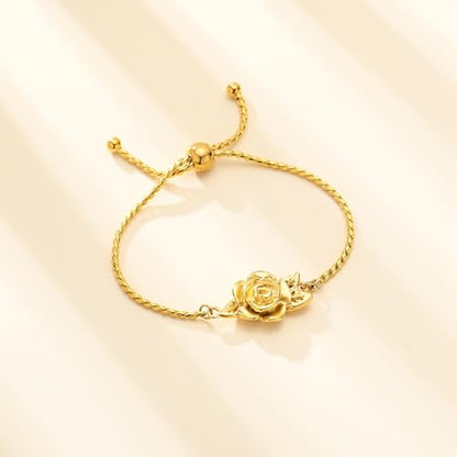 Minicremation Women's Adjustable Rose Urn Bracelet Ashes Holder Memorial Elegant Link Chain Keepsake Cremation Bangle to Hold Ashes - color: Gold-B
