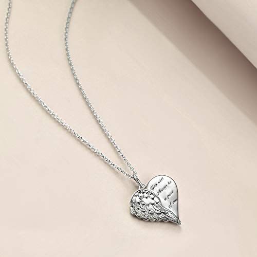 YFN Guardian Angel Wings Heart Necklace Sterling Silver Angel Wings Memorial Sympathy Jewelry for Women Girls Gifts - style: Guardian angel necklace