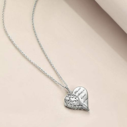 YFN Guardian Angel Wings Heart Necklace Sterling Silver Angel Wings Memorial Sympathy Jewelry for Women Girls Gifts - style: Guardian angel necklace