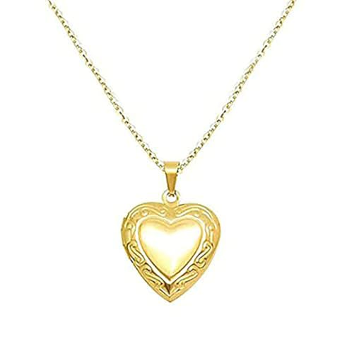 Heart Locket Necklace for Women – 18K Gold Plated Vintage Heart Photo Locket Pendant Necklace That Holds Pictures, Perfect for Mother's Day, Valentine's Day, Birthday Gifts for Mom, Daughter, Girlfriend