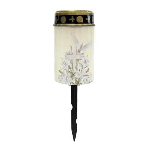 Cross Peace Dove Lily Solar Powered Landscape Lights for Grave Memorial Gift Decor Flameless Waterproof Solar Power Outdoor Candle for Cemetery - color: Cross Peace Dove Lily