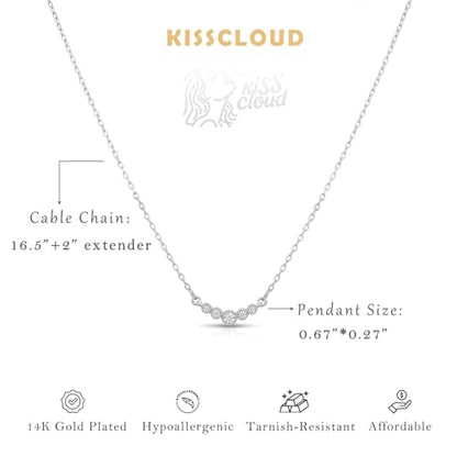 Gold Silver Pendant Necklace for Women, Dainty CZ Jewelry Gift | 14K Gold Silver Plated, Cubic Zirconia Pearl Charm, Trendy Layered Necklace, Adjustable Chain, Waterproof, Hypoallergenic - color: Silver-Round CZ